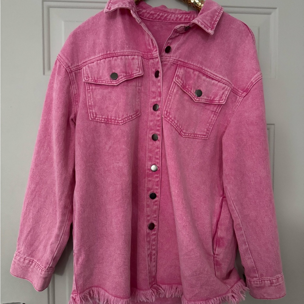 Pink Denim Shacket